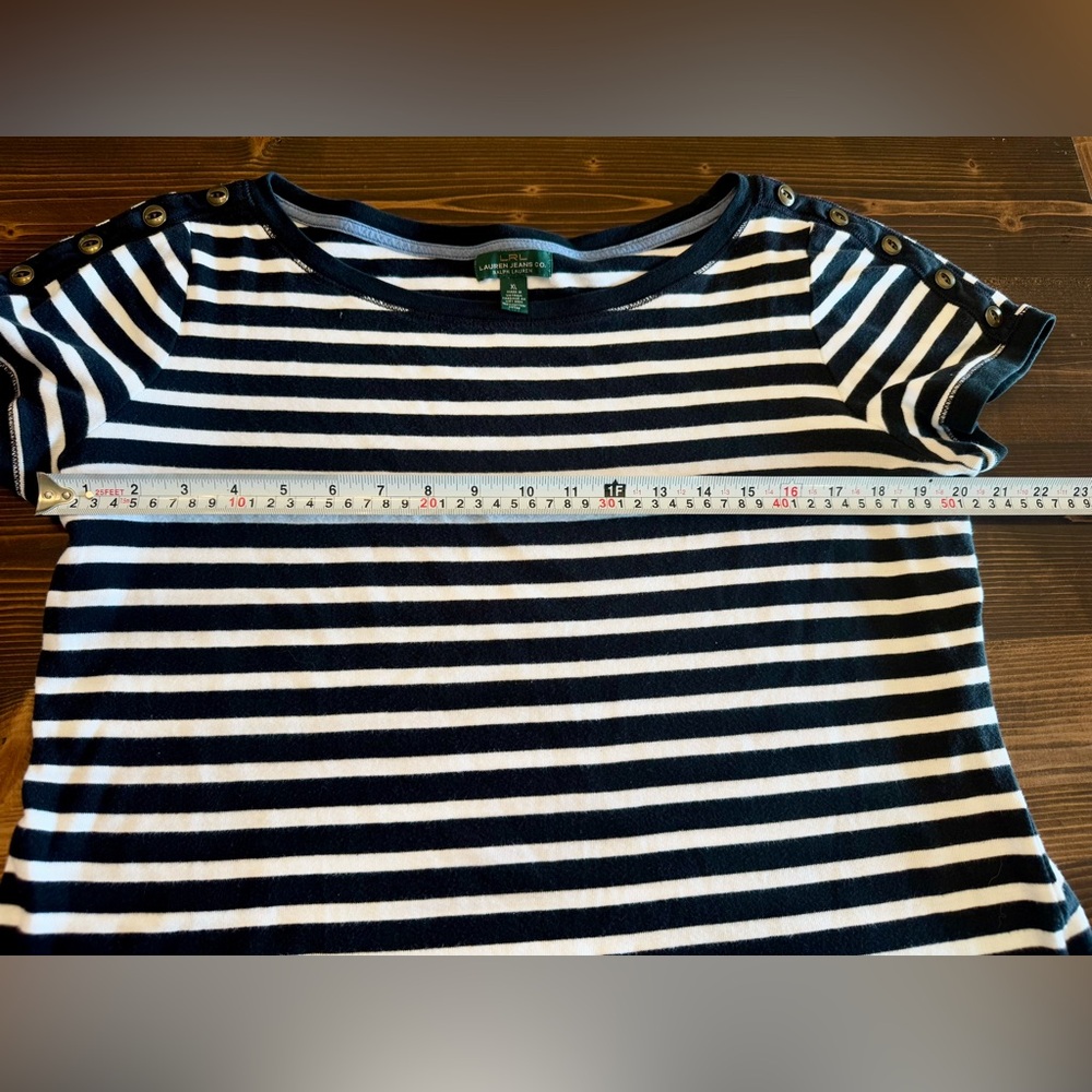 Lauren Ralph Lauren Navy and White Striped Short Sleeve Tee - Picture 8 of 9